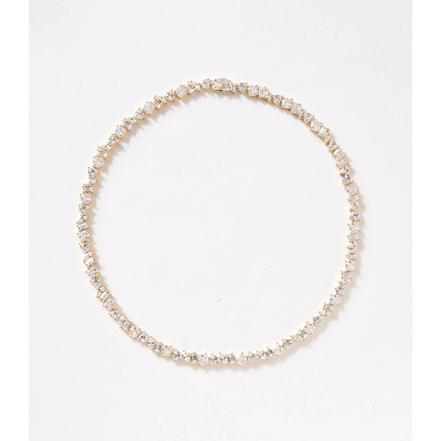 New Native Gem Multi Shaped Tennis Necklace In Gold
